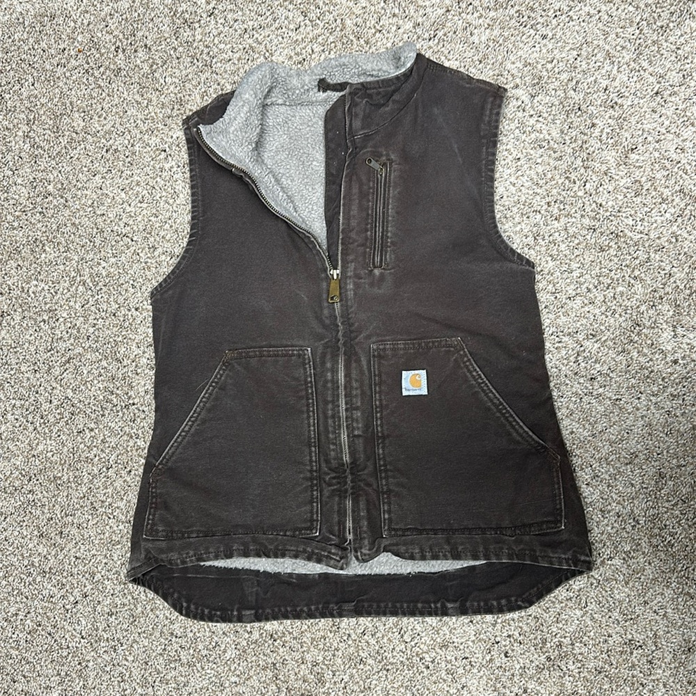 Brown Carhartt Canvas Fleece Vest